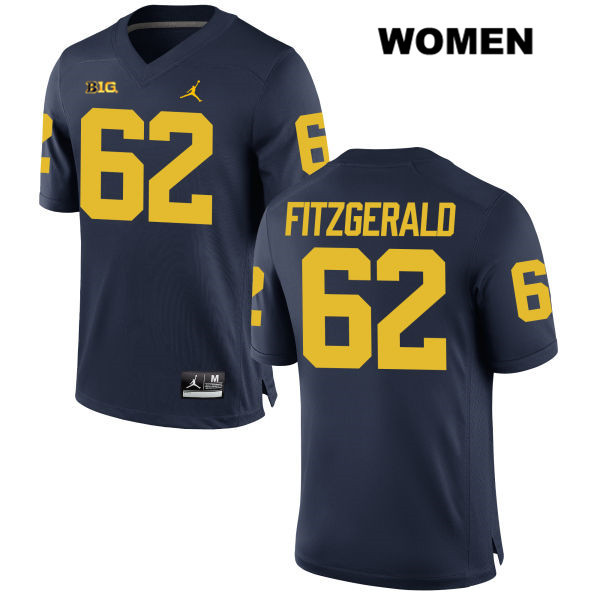 Women's NCAA Michigan Wolverines Sean Fitzgerald #62 Navy Jordan Brand Authentic Stitched Football College Jersey JU25P06EZ